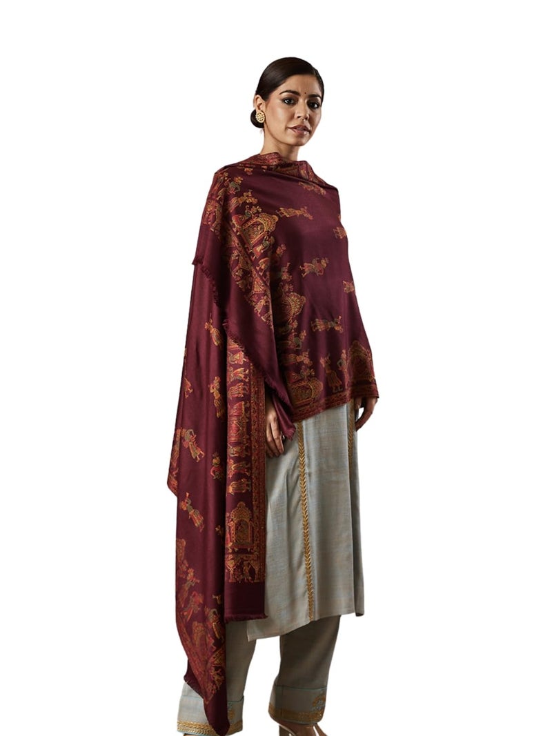 Pashmoda Women Pari mahal Kaani Wool Blend Stole (Size : 71X203 CM) - Image 1