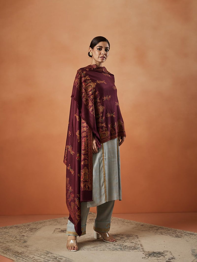 Pashmoda Women Pari mahal Kaani Wool Blend Stole (Size : 71X203 CM) - Image 4