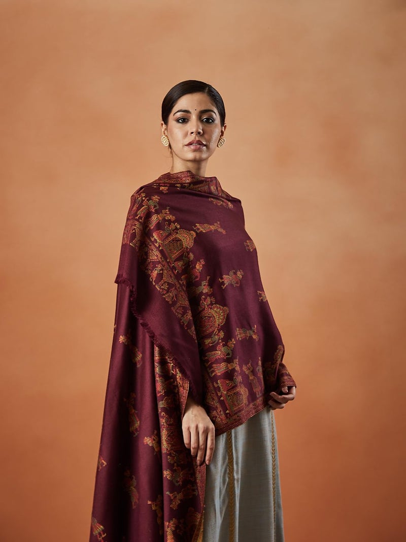 Pashmoda Women Pari mahal Kaani Wool Blend Stole (Size : 71X203 CM) - Image 3