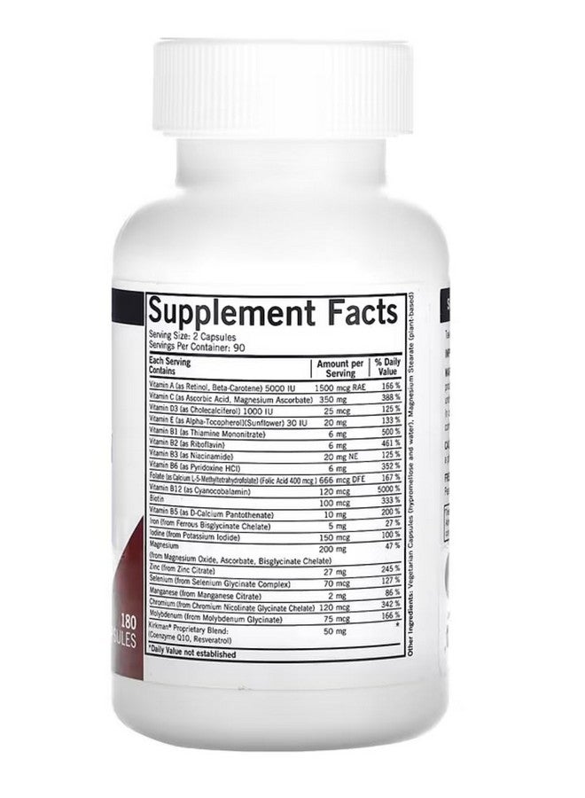 كيركمان - فيتامينات ومعادن متعددة متقدمة للبالغين مع 5-MTHF - 180 كبسولة - مكمل غذائي قوي من الفيتامينات والمعادن واسع الطيف - يدعم تجدد الخلايا - مضاد للحساسية - Image 2