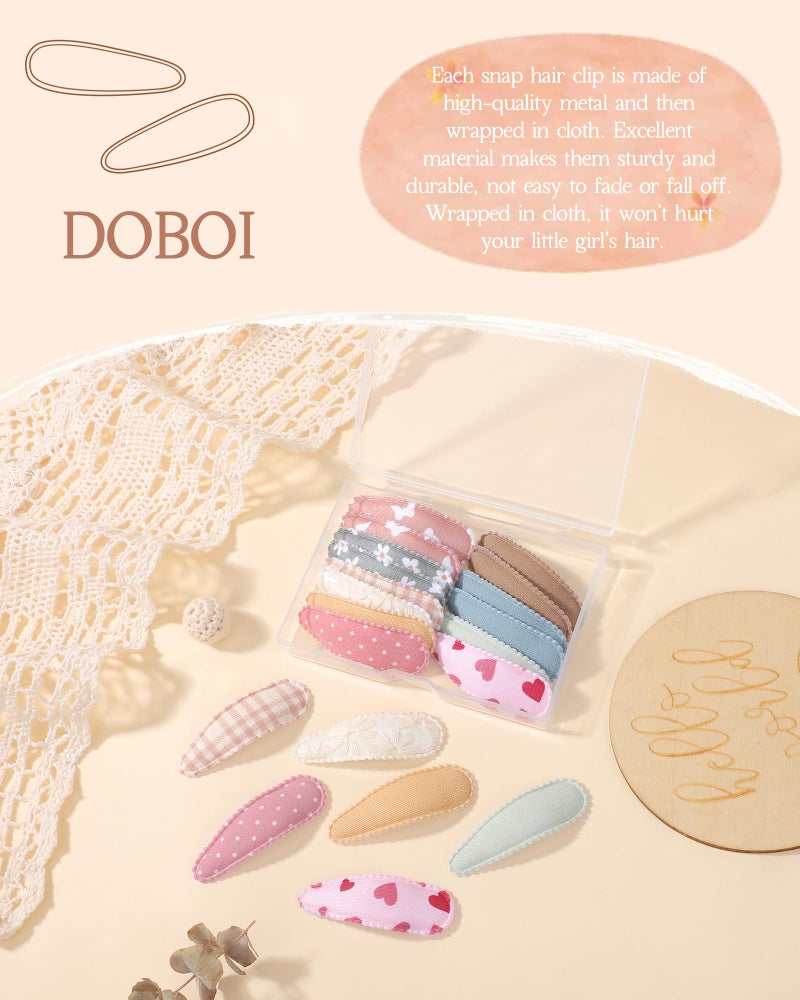 doboi 20Pcs Toddler Hair Clips Hair Barrettes Baby Girls Hair Bows Clips Floral Print Non Slip Snap Hairpins Flower Hair Clips for Girls Kids Toddler Hair Accessories - Image 3