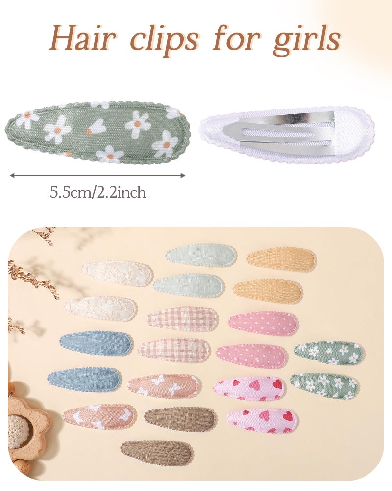 doboi 20Pcs Toddler Hair Clips Hair Barrettes Baby Girls Hair Bows Clips Floral Print Non Slip Snap Hairpins Flower Hair Clips for Girls Kids Toddler Hair Accessories - Image 2