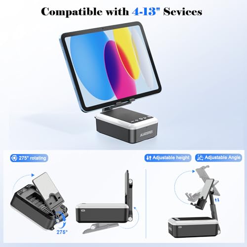 Kingamei 4-in-1 Cell Phone Stand with Bluetooth Speaker, RGB LED Light Desk Phone Holder, Foldable Cool Tech Gadget, Birthday for Men Women Mother Father Teen Boys - Image 5
