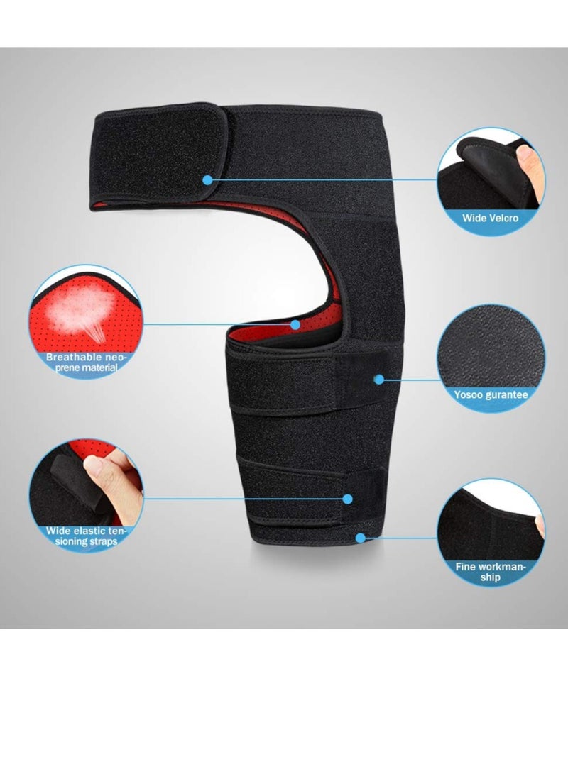 Groin Wrap Black Adjustable Support For Hip Brace Thigh Support Pain Relief Strain Neoprene - Image 5