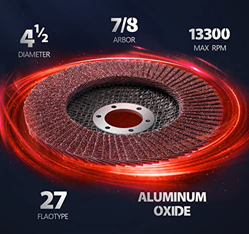 MIDO PROFESSIONAL ABRASIVE Flap Disc 4 1/2 inch 20 Pack for Angle Grinder Sanding Disc Assorted Grit 40 60 80 120 Aluminum Oxide Sanding Grinding Wheels 4.5 x 7/8 Inch Flat Type #27 - Image 5