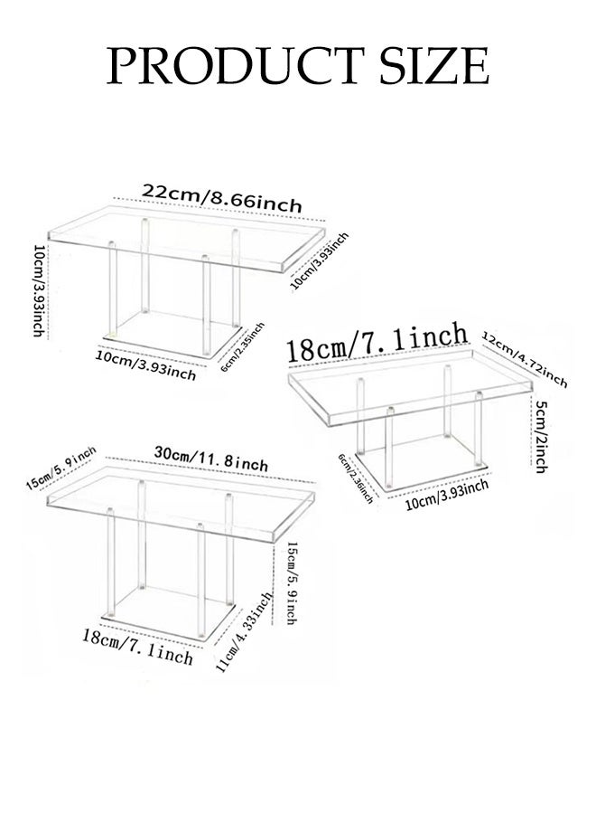 DUNISO 3PCS Transparent Acrylic Display Stands Dessert Table Display Set Versatile Rectangle Showcase Dessert and Cupcake Stands Buffet Risers for Party Wedding Event Shoe Riser Display Organizer Cosmetics Display Riser - Image 3