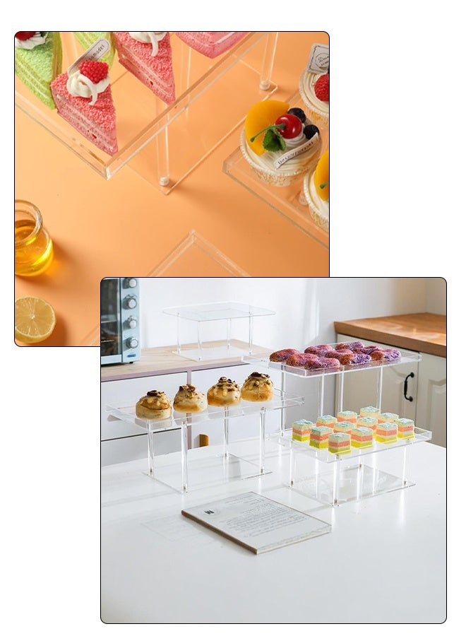 DUNISO 3PCS Transparent Acrylic Display Stands Dessert Table Display Set Versatile Rectangle Showcase Dessert and Cupcake Stands Buffet Risers for Party Wedding Event Shoe Riser Display Organizer Cosmetics Display Riser - Image 5