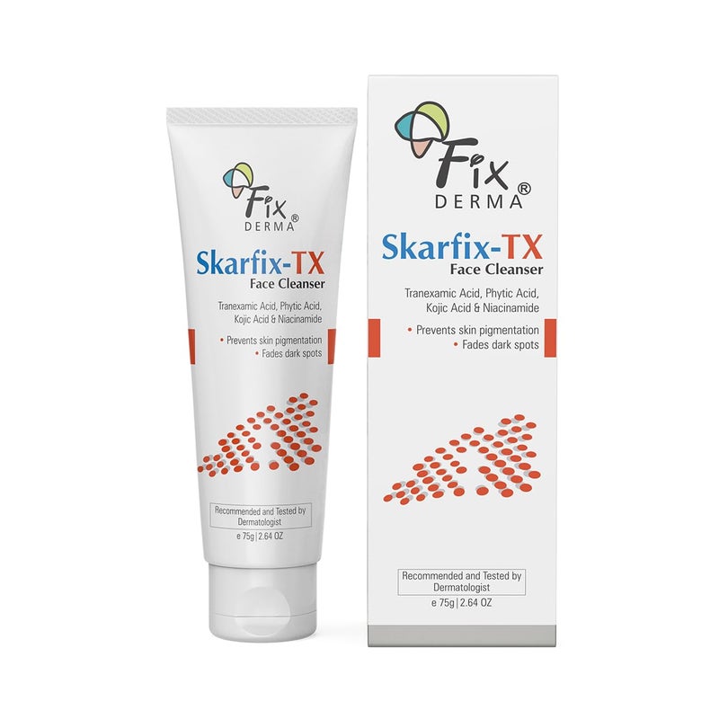 منظف الوجه FIXDERMA Skarfix TX مع حمض الترانكساميك وحمض الكوجيك والنياسيناميد وغسول الوجه للكوجيك وغسول الوجه للتصبغ لجميع أنواع البشرة وغسول الوجه للنساء وغسول الوجه للرجال 75 جرام