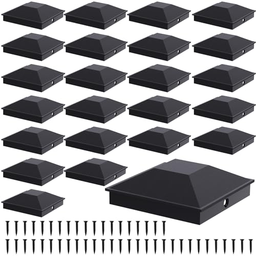 Goovilla 4x4 Post Caps Black(Actual 3.5" x 3.5"), 24 Pack Fence Post Caps with 48 Screws and Easy Installation, Sturdy Waterproof Plastic Deck Post Caps with Frosted Finishing Touch, Protect Wood Post - Image 1
