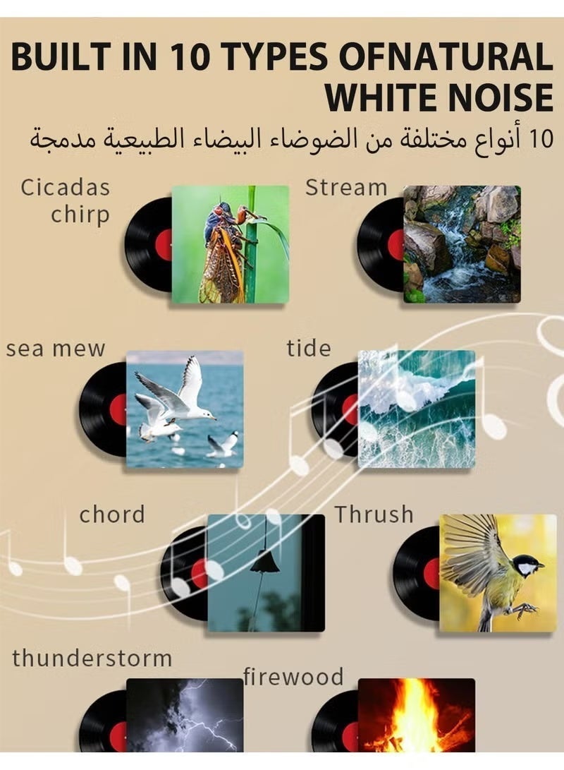 أضواء ليلية مع ضوضاء بيضاء وأصوات مهدئة ومصباح LED يعمل باللمس للرضاعة الطبيعية ومصباح ليلي محمول ومؤقت ذاكرة ونوم الأطفال والكبار - Image 4