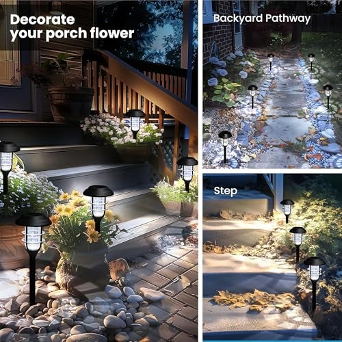 SOLPEX Solar Lights for Outside, Solar Outdoor Pathway Garden Lights Waterproof, Solar Powered Landscape Lighting for Yard, Garden, Pathway, Patio, Porch, Walkway, Driveway, 8 Pack(Cold White) - Image 5