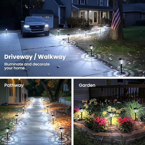 SOLPEX Solar Lights for Outside, Solar Outdoor Pathway Garden Lights Waterproof, Solar Powered Landscape Lighting for Yard, Garden, Pathway, Patio, Porch, Walkway, Driveway, 8 Pack(Cold White) - Image 4
