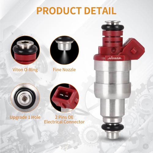 AISHAN 4PCS Fuel Injectors 1 Hole Compatible with Jeep Comanche 1991 1992 Wrangler Cherokee 1991 1992 1993 1994 1995 L4 25L Replace 53013690AA 53007232AB FJ714 - Image 3