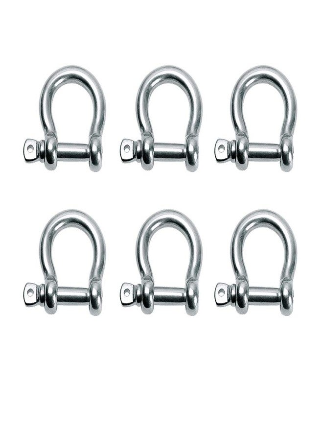 lasenersm 6 PCS M6 Stainless Steel Bow Shackle 1/4" (5.6mm) Forged Anchor Bow Shackle with Screw Pin for Paracord Jewelry Marine, Silver Color - Image 1