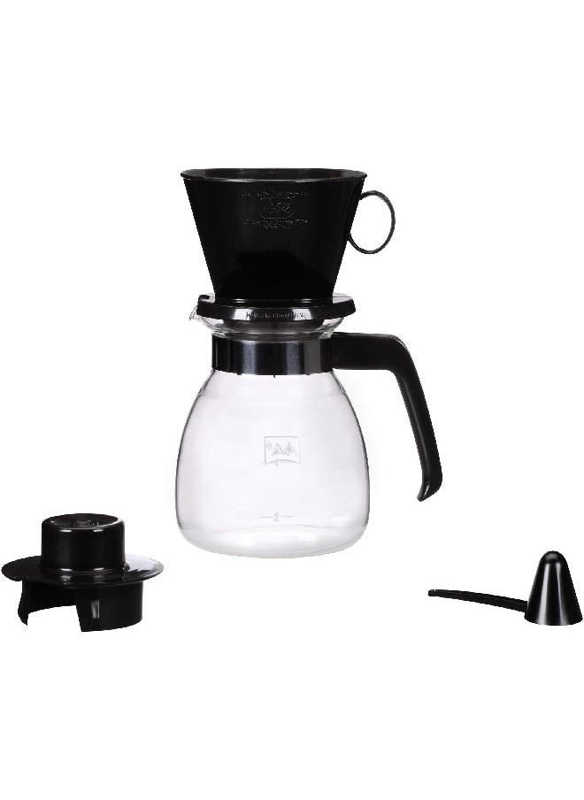 Melitta Pour-Over Coffee Brewer W/ Glass Carafe, Holds 6 - 6 Oz Cups, Black
