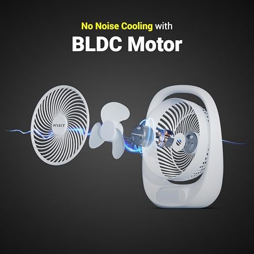 Dylect® Briza 180 Portable Rechargeable Fan | 3600mAh Battery | TruSilent BLDC Motor | 3-Speed | Up to 11h Runtime | USB Charging | Built-in LED Light | Ideal for Desk, Home & Travel | White - Image 4