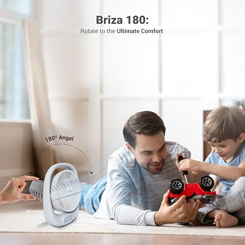 Dylect® Briza 180 Portable Rechargeable Fan | 3600mAh Battery | TruSilent BLDC Motor | 3-Speed | Up to 11h Runtime | USB Charging | Built-in LED Light | Ideal for Desk, Home & Travel | White - Image 2