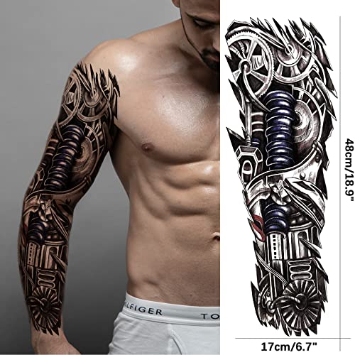 Briyhose Totem Fake Tattoos Sleeve For Men Women, Full Arm Tribal Polynesian Temporary Tattoo Sleeves Adult, Large Black Hawaiian Viking Dragon Temp Tatoo Sticker Leg Body Art Makeup, 8-Sheet - Image 5