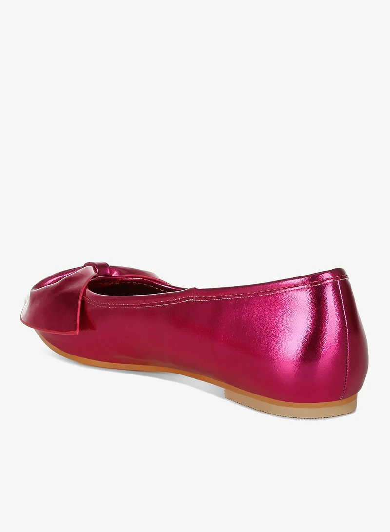 London Rag Fuchsia Metallic Pleather Bow Ballerinas in Fuchsia for Women | Best Price UAE
