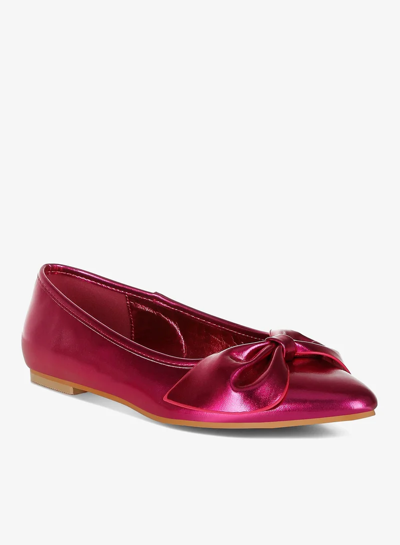 London Rag Fuchsia Metallic Pleather Bow Ballerinas in Fuchsia for Women | Best Price UAE