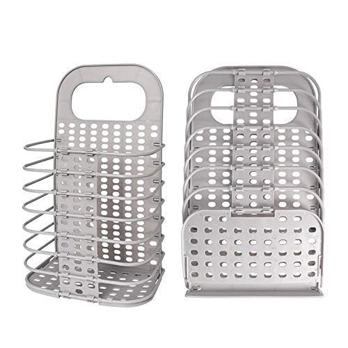 EASY SHOPE Wall Mounted Bathroom Hanging Mesh Laundry Basket Toiletry Organization Washing Bin Home Portable Magic Sticker Plastic Laundry Hamper Bag for Bathroom Bedroom Dirty Clothes Multi - Image 3