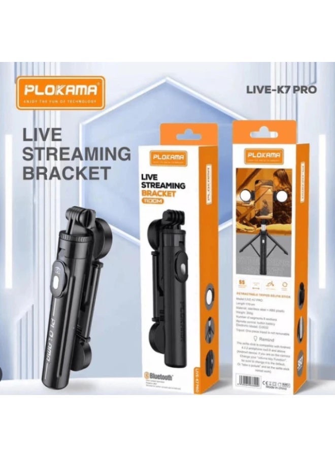 PLOKAMA K7 Pro Selfie Stick Tripod with Wireless Bluetooth Remote – 3-in-1 Extendable Phone Stand for iPhone/Android – Lightweight & Portable for Travel, Vlogging, Video Calls - Image 3