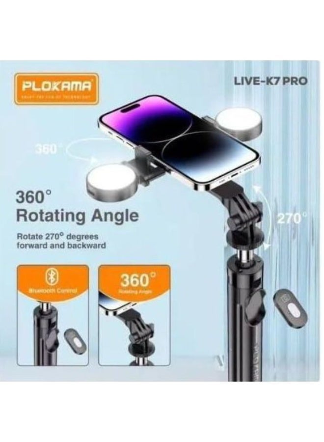 PLOKAMA K7 Pro Selfie Stick Tripod with Wireless Bluetooth Remote – 3-in-1 Extendable Phone Stand for iPhone/Android – Lightweight & Portable for Travel, Vlogging, Video Calls - Image 5