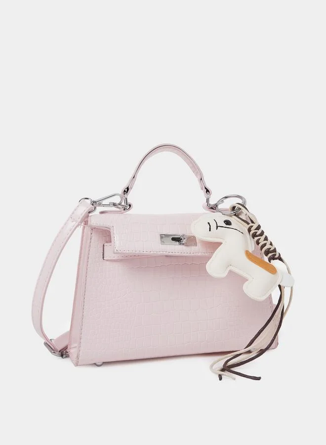 ستايلي Textured Handbag with Plush Charm