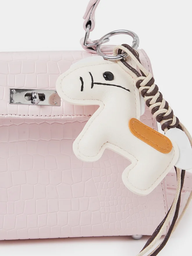 Styli  Styli Textured Handbag with Plush Charm for Women | Best Price UAE