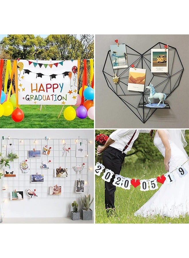 Generic 25-Piece  White Heart Shape Wooden Photo Clips,Mini Clothes Pins for Photo,with 5M Twine String for Hanging Pictures  - Image 4
