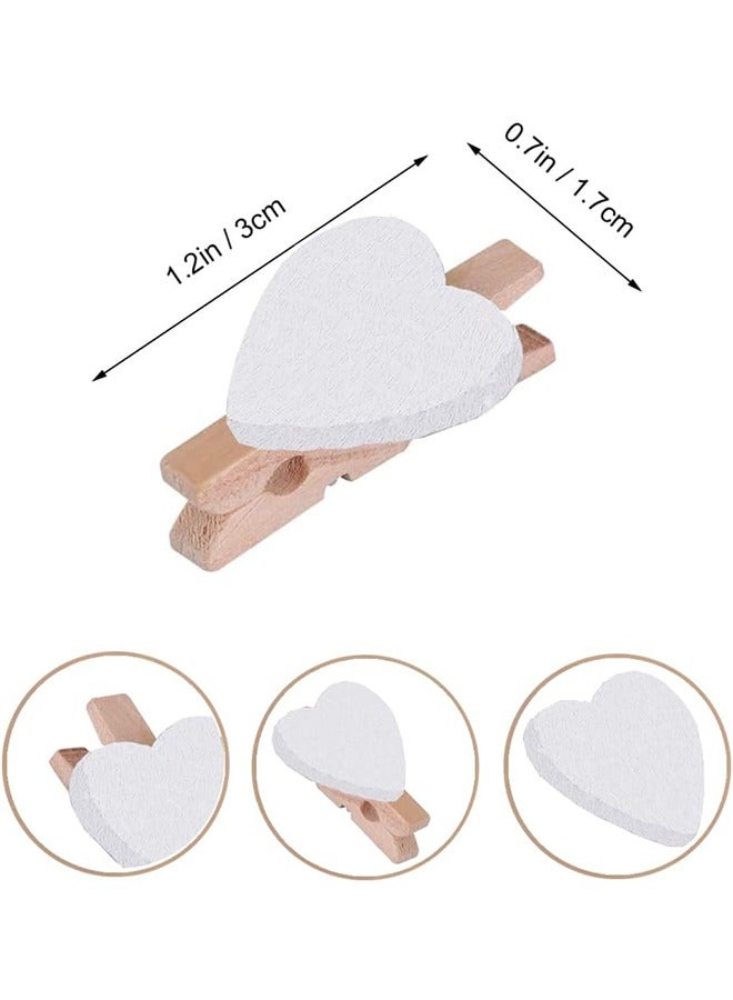 Generic 25-Piece  White Heart Shape Wooden Photo Clips,Mini Clothes Pins for Photo,with 5M Twine String for Hanging Pictures  - Image 2