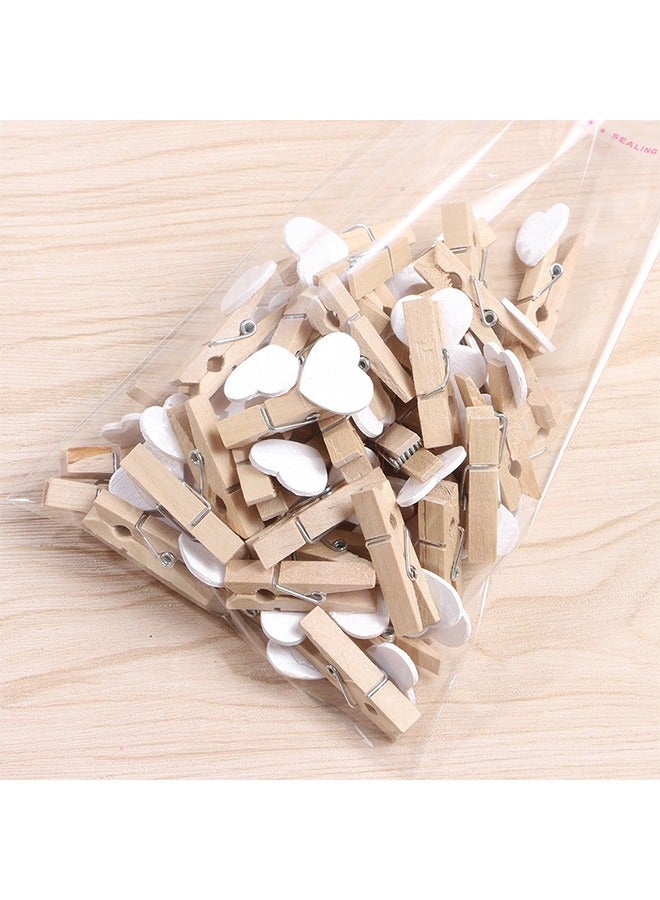 Generic 25-Piece  White Heart Shape Wooden Photo Clips,Mini Clothes Pins for Photo,with 5M Twine String for Hanging Pictures  - Image 5