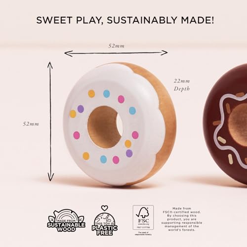 Le Toy Van Educational Wooden Honeybake Pretend Play Doughnuts Set Toy Cakes Gorgeous Pretend Play Food Birthday Cake Or Afternoon Tea Role Play Toy Great As A Gift - Image 5
