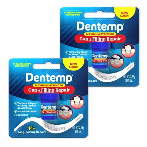 Dentemp مجموعة إصلاح الأسنان من دينتمب - أقصى قوة لإصلاح التاج المفقود والحشوة المفقودة - مجموعة إصلاح الأسنان لتخفيف الألم الفوري (عبوة من 2) - Image 1