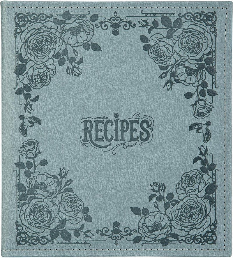 COFACE Recipe Binder – 8.5x9.5 Recipe Ring Binder with PU Faux Leather Cover, 4x6 Cards and Tabbed Dividers, Aquamarine - Image 1