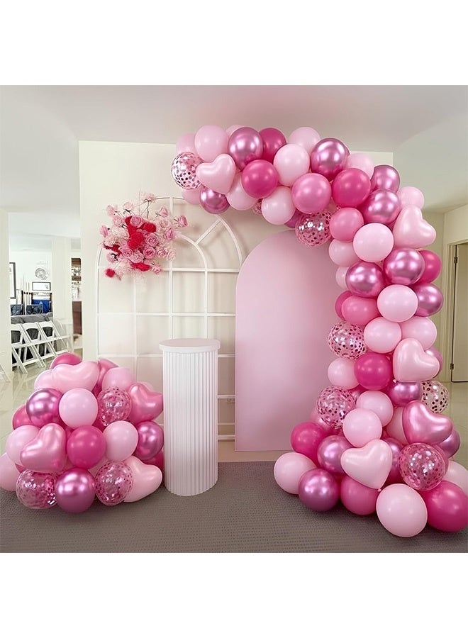 MXN 50 Pcs Hot Pink Balloons - Metallic Pink Magenta Balloons - Magenta Heart Balloons for Girls Women Princess Valentine's Day Birthday Baby Shower Engagement Party Wedding Decor - Image 5