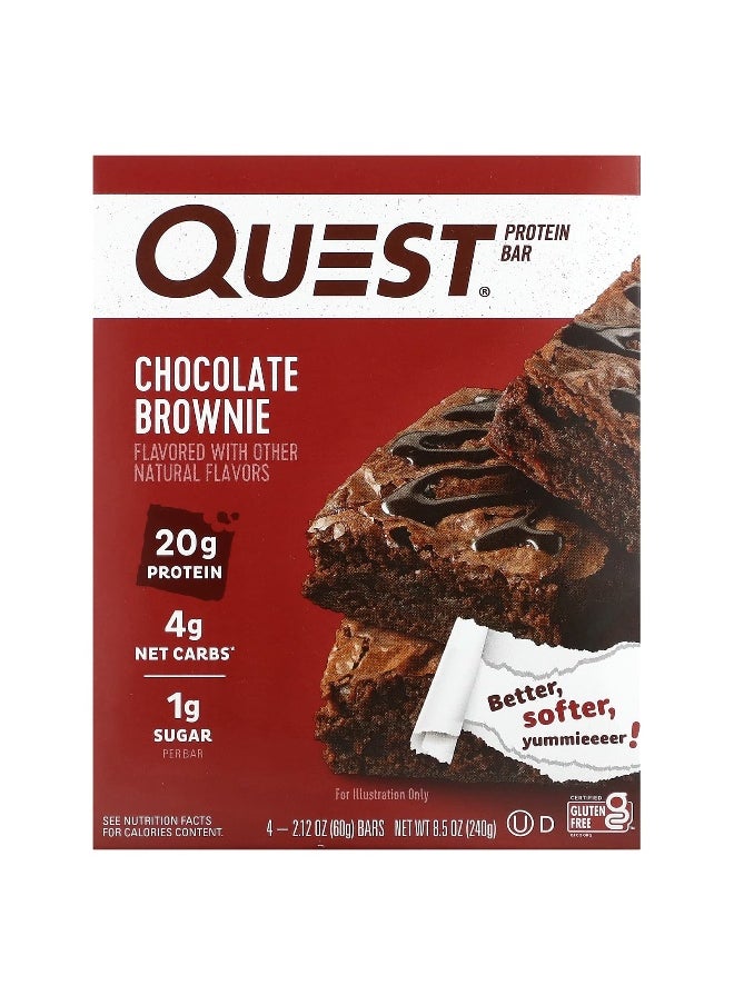 QUEST NUTRITION Quest Nutrition, Protein Bar, Chocolate Brownie, 4 Bars, 2.12 oz (60 g) Each 