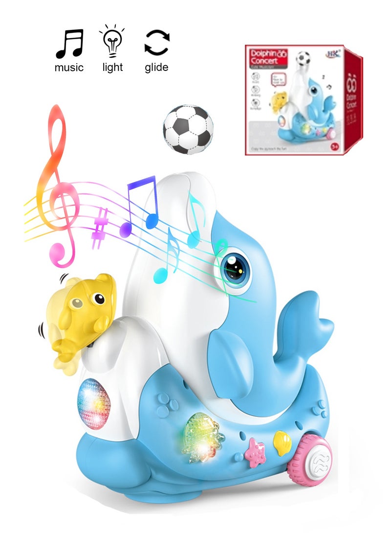 Electric Dolphin Help To Practise Lifting Head Universal Wheel Early Development Toy Interactive Baby Toys With Light And Music Gift  - Image 1