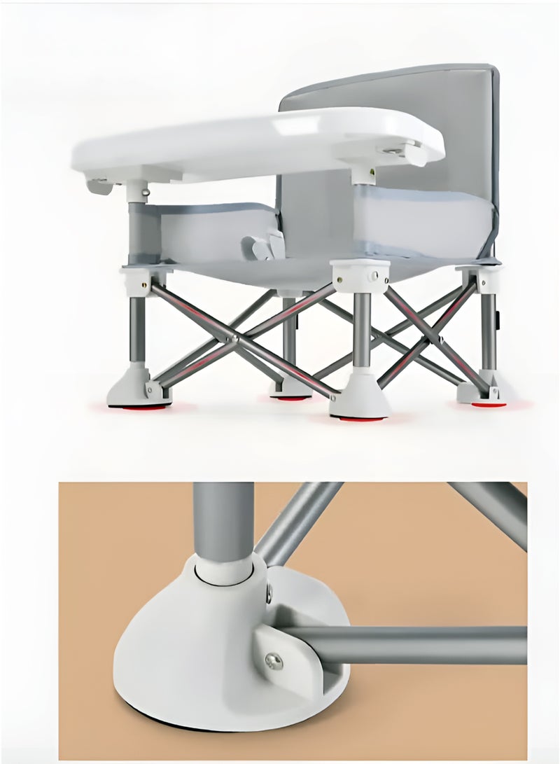 توشيونيكس مقعد معزز محمول للأطفال مع صينية - كرسي سفر قابل للطي للأطفال الصغار، كرسي تغذية موفر للمساحة لتناول الطعام والتخييم والاستخدام الداخلي والخارجي، صينية قابلة للإزالة وحقيبة حمل متضمنة، متوفر بألوان متعددة - Image 4