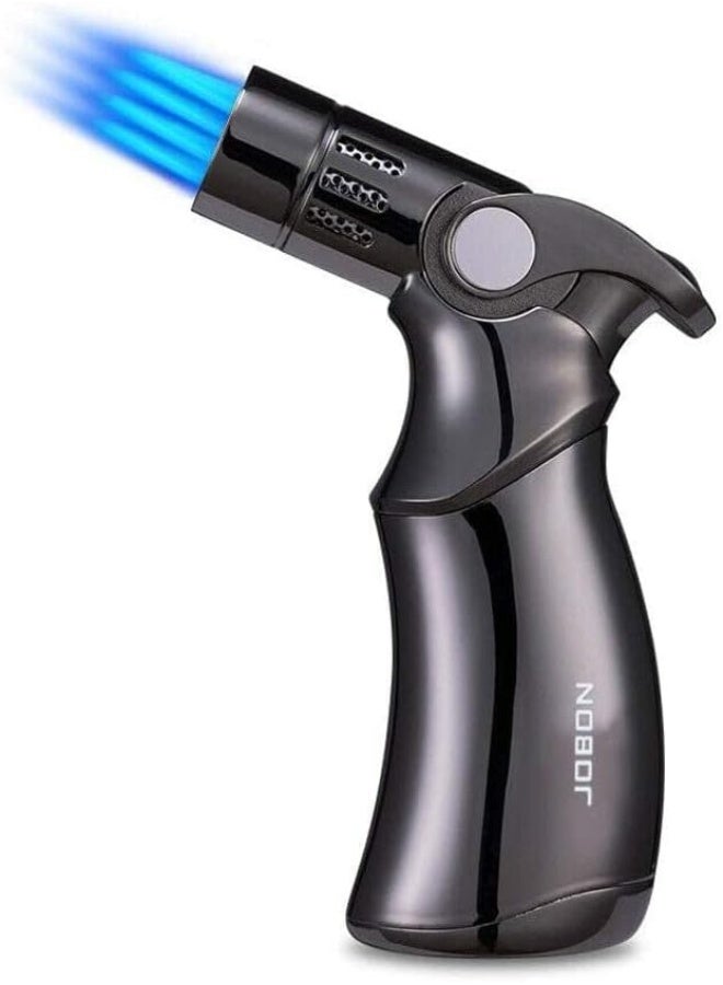 جوبون ولاعة شعلة مقاومة للرياح من Jobon قابلة لإعادة التعبئة تعمل بالغاز ومزودة بأربع شعلات قابلة للتعديل لفحم البخور والشموع والطهي والتخييم والخبز والشواء (لا يشمل غاز البوتان) - Image 1