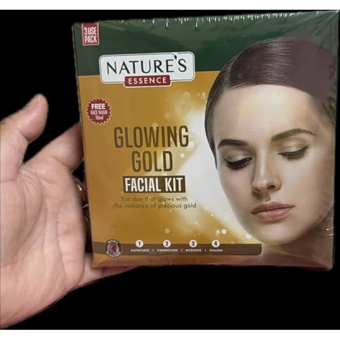 Nature Gold Facial Kit 100 Grams for all Herbal Gold Face Glow Kit Face Scrub Shiner Cleanser and Massage Cream - Image 3