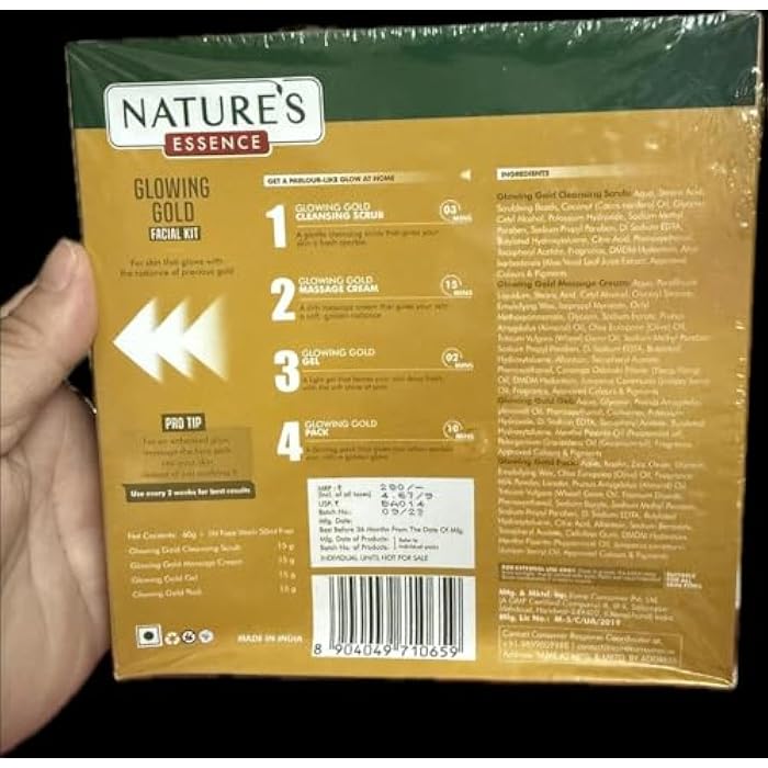 Nature Gold Facial Kit 100 Grams for all Herbal Gold Face Glow Kit Face Scrub Shiner Cleanser and Massage Cream - Image 4