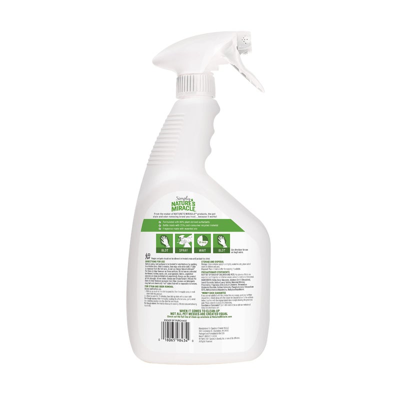 Nature's Miracle Simply Pet Stain and Odor Remover, 32 Ounce, Made with 86% Plant-Derived Surfactants - Image 2