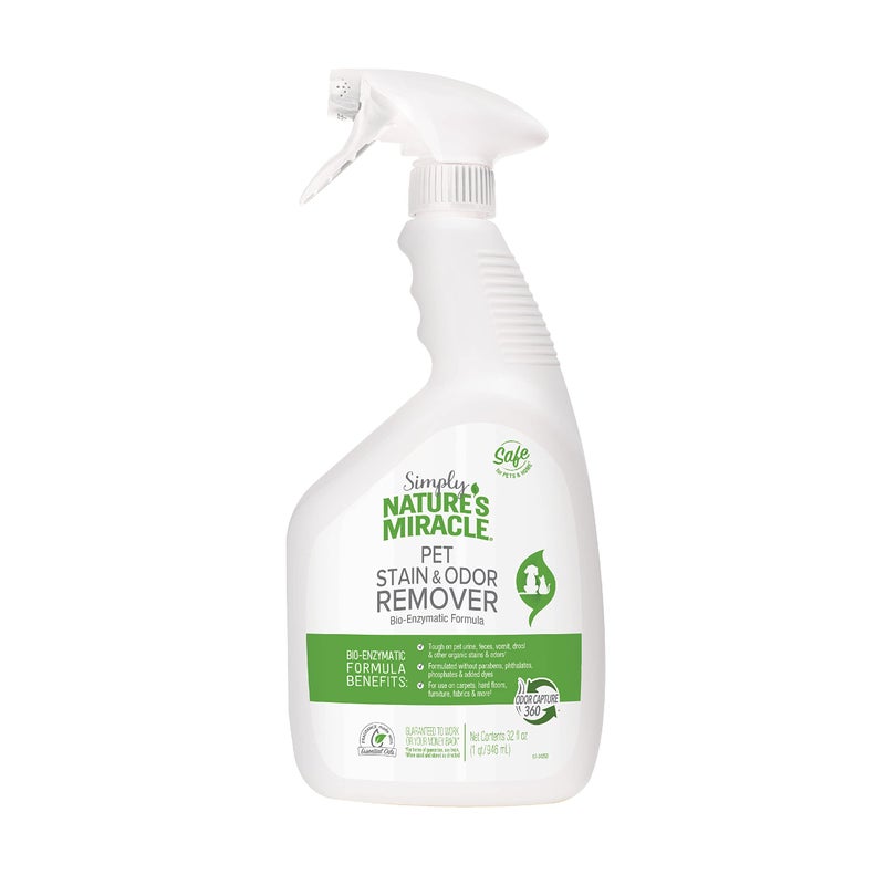 Nature's Miracle Simply Pet Stain and Odor Remover, 32 Ounce, Made with 86% Plant-Derived Surfactants - Image 1