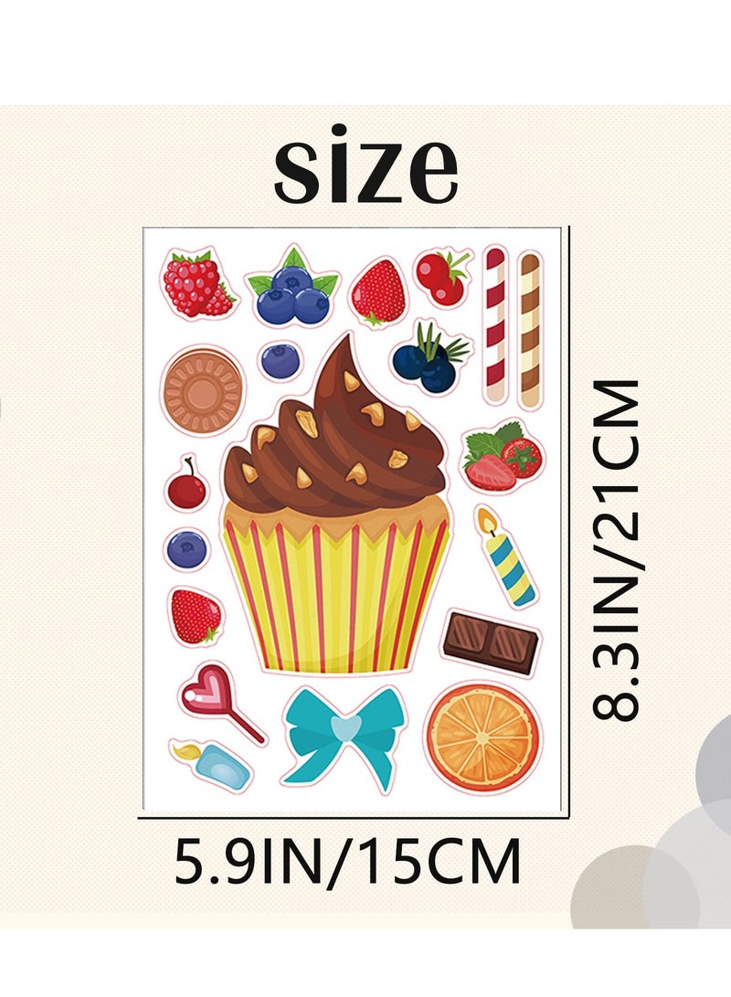 SYOSI 24 Sheets Cupcake Face Sticker Sheets for Kids, Make a Face Stickers, Make Your Own Stickers for Kids Birthday Party Activities, Gift of Festival, Reward, Art Craft, Party Favors, School - Image 3