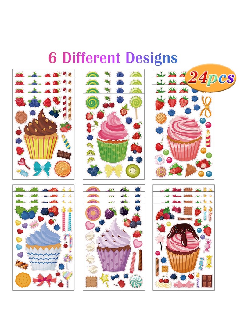 SYOSI 24 Sheets Cupcake Face Sticker Sheets for Kids, Make a Face Stickers, Make Your Own Stickers for Kids Birthday Party Activities, Gift of Festival, Reward, Art Craft, Party Favors, School - Image 2