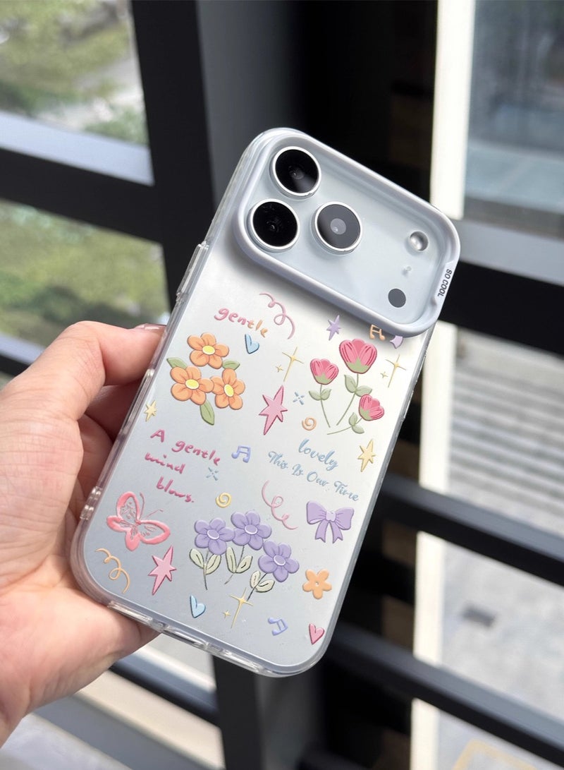 general iPhone 17 Pro Max Case - Floral Stars Butterflies Minimalist Cartoon Cute Shockproof Soft Case - Image 3