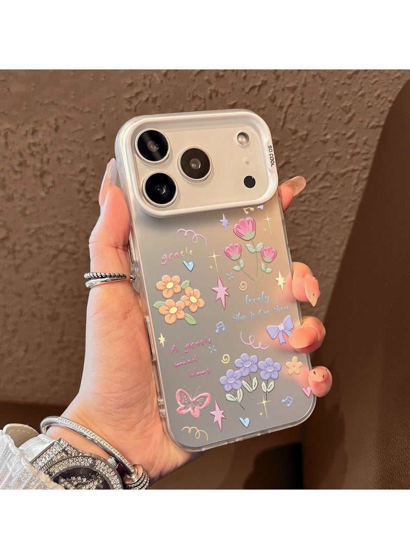 general iPhone 17 Pro Max Case - Floral Stars Butterflies Minimalist Cartoon Cute Shockproof Soft Case - Image 1