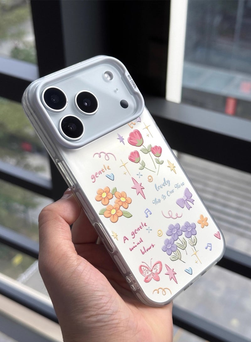 general iPhone 17 Pro Max Case - Floral Stars Butterflies Minimalist Cartoon Cute Shockproof Soft Case - Image 4