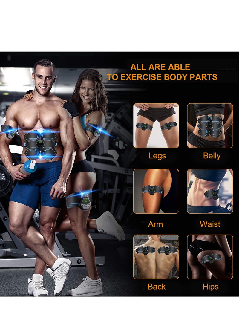 SYOSI ABS and EMS Muscle Stimulator Ab Trainer with 10 Modes 20 Levels USB Rechargeable LCD Screen Portable Muscle Trainer Abdominal Toning Belt Muscle Trainer for Abdominal Arm Leg Fitness Workouts - Image 5